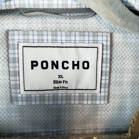 Poncho Slim Fit Pearl Snap Gray Plaid Button Fishing Shirt Mens XL Long Sleeve - Picture 5 of 13